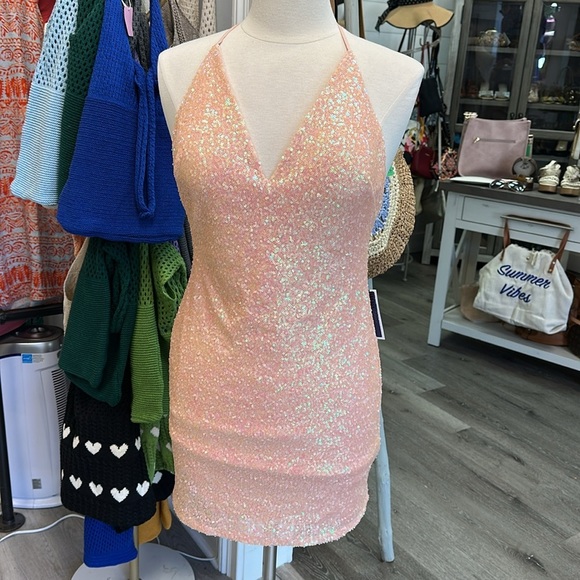 Dear Moon Pink Sequin Mini Dress Size 7 – NWT - Picture 2 of 8